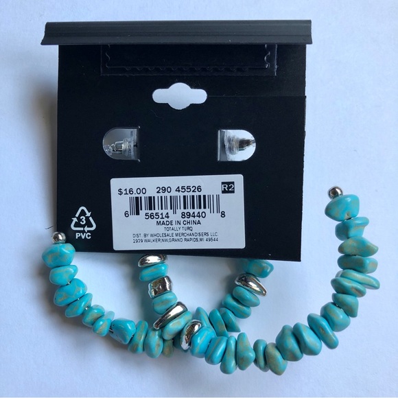 NEW OPHELIA ROE Earrings Turquoise Bead Earrings 1 Pair Blue Green - Picture 2 of 12